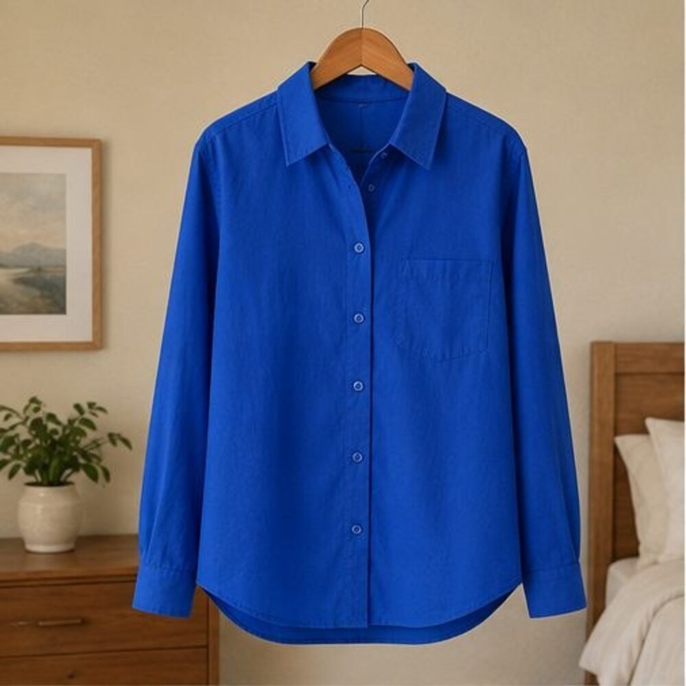 Cobalt Poplin Button Down Shirt
